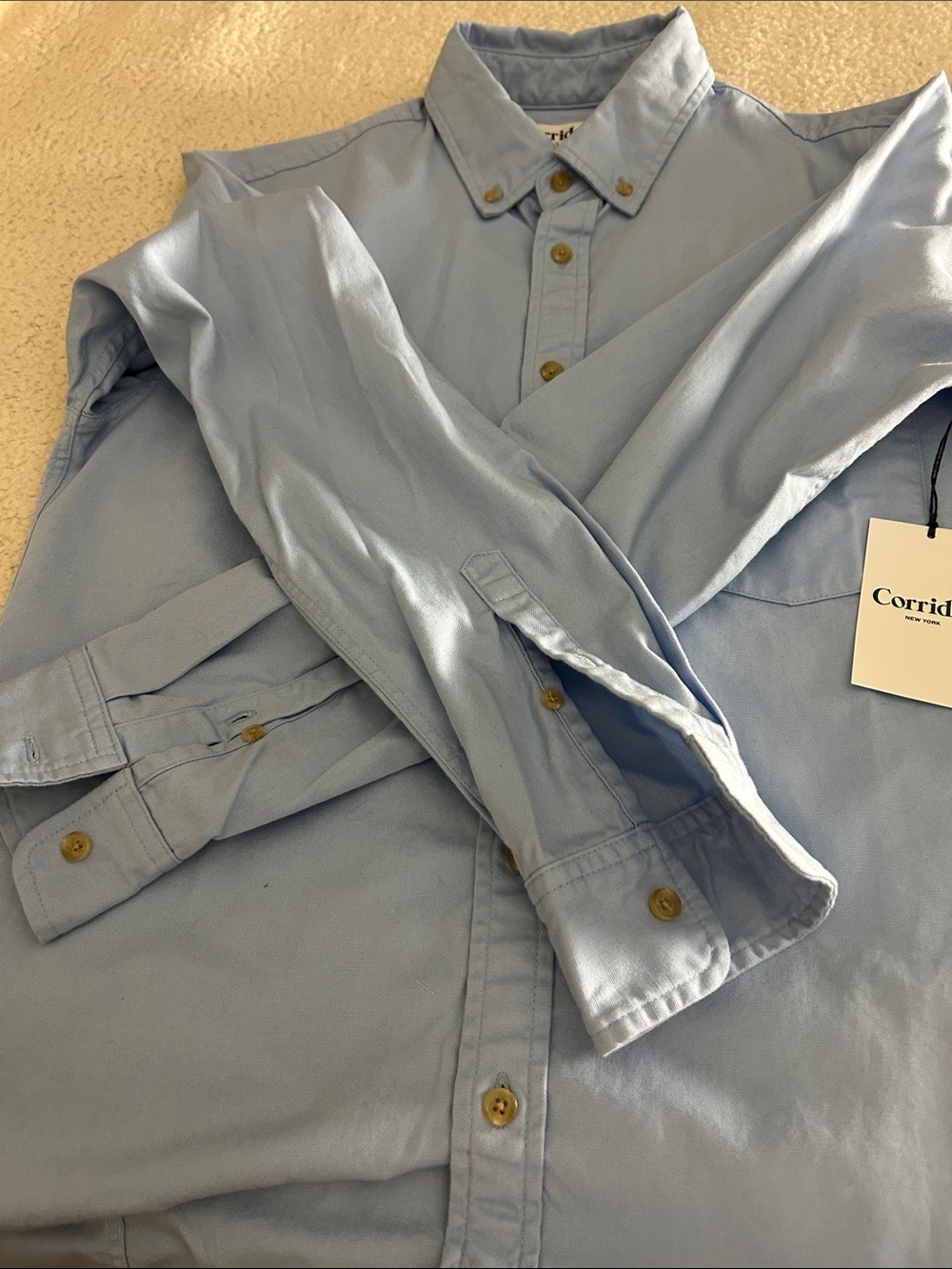 Corridor x Division Road Oxford Blue Button Down Shirt Size S - Picture 7 of 9